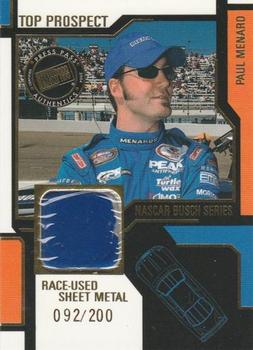 2004 Press Pass Trackside - Top Prospects Memorabilia #PM-SM Paul Menard Front