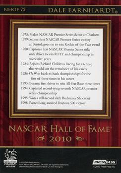 2010 Press Pass Premium - NASCAR Hall of Fame #NHOF 75 Dale Earnhardt Back