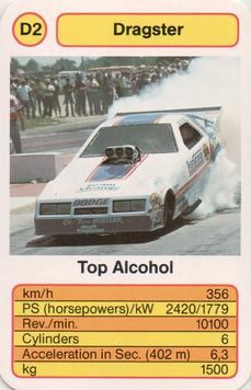 1986 Ace Trump Game Dragster #D2 Top Alcohol Front