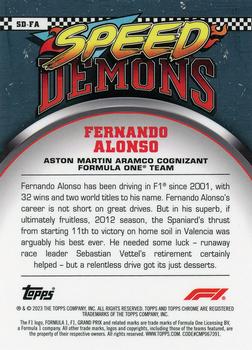2023 Topps Chrome Formula 1 - Speed Demons #SD-FA Fernando Alonso Back