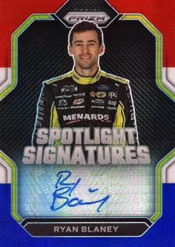 2023 Panini Prizm - Spotlight Signatures Hyper Prizm Red White and Blue #SS-RBL Ryan Blaney Front