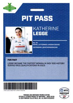 2024 Parkside IndyCar Premier Edition - Pit Pass #PP-KL Katherine Legge Back