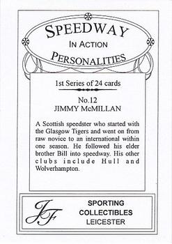 2000 Speedway Personalities in Action Series 1 #12 Jim McMillan Back