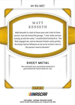 2023 Panini National Treasures - Race Used Sheet Metal #RU-MKT Matt Kenseth Back