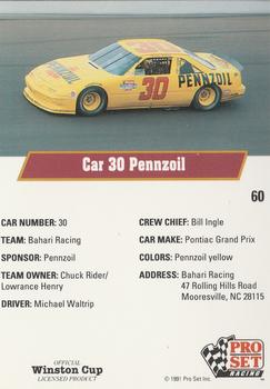 1991 Pro Set #60 Michael Waltrip's Car Back