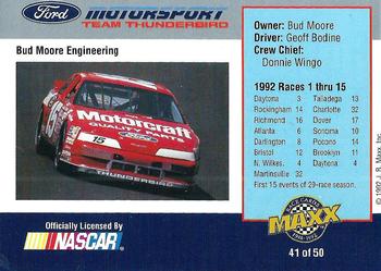 1992 Maxx Ford Motorsport #41 Geoff Bodine w/Crew Back