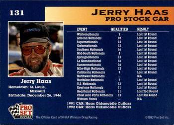 1992 Pro Set NHRA #131 Jerry Haas' Car Back