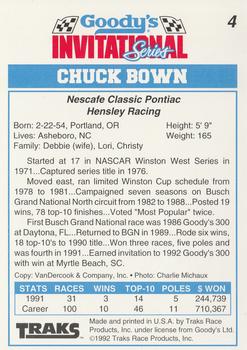 1992 Traks Goody's #4 Chuck Bown Back