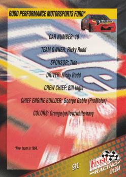 1994 Finish Line - Silver #91 Ricky Rudd's Car Back