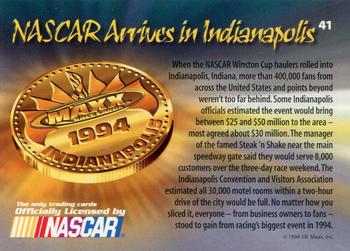 1994 Maxx Medallion #41 NASCAR Arrives In Indianapolis Back