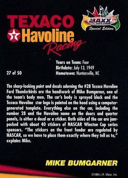 1994 Maxx Texaco Havoline Racing #27 Mike Bumgarner Back