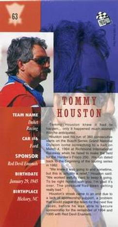 1994 Press Pass Optima XL - Red Hot #63 Tommy Houston Back