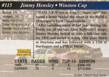 1994 Traks - First Run #115 Jimmy Hensley Back