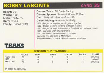 1994 Traks Preferred Collector #35 Bobby Labonte Back