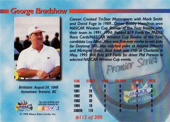 1995 Maxx Premier Series #112 George Bradshaw Back