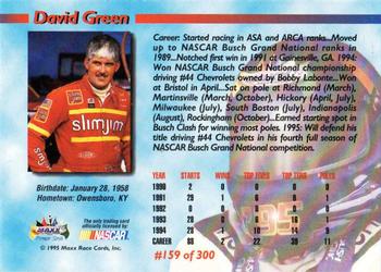 1995 Maxx Premier Series #159 David Green Back