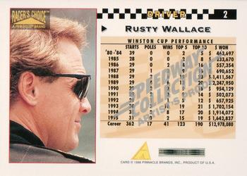1996 Pinnacle Racer's Choice - Speedway Collection Artist's Proof #2 Rusty Wallace Back