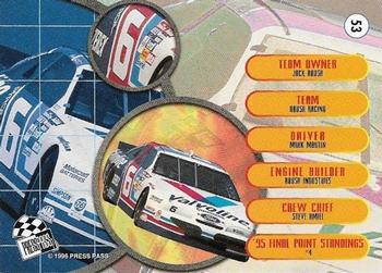 1996 Press Pass - Torquers #53 Mark Martin's Car Back