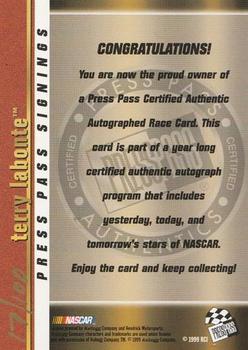 2000 Press Pass - Signings Gold #NNO Terry Labonte Back