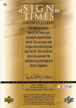 2000 SP Authentic - Sign of the Times #DJ Dale Jarrett Back