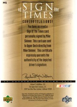 2000 SP Authentic - Sign of the Times #MS Mike Skinner Back