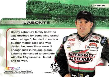 2002 Press Pass Trackside - License to Drive Die Cuts #LDP 18 Bobby Labonte Back