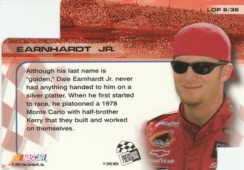 2002 Press Pass Trackside - License to Drive Die Cuts #LDP 8 Dale Earnhardt Jr. Back