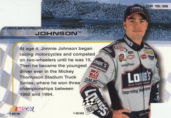 2002 Press Pass Trackside - License to Drive Die Cuts #LDP 15 Jimmie Johnson Back