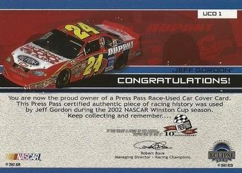 2003 Press Pass Eclipse - Under Cover Driver Series Red #UCD 1 Jeff Gordon Back
