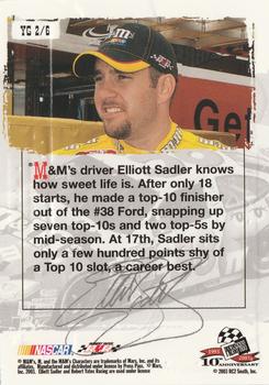 2003 Press Pass Optima - Young Guns #YG 2 Elliott Sadler Back