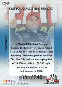 2003 Press Pass VIP - Laser Explosive #LX46 Ryan Newman Back