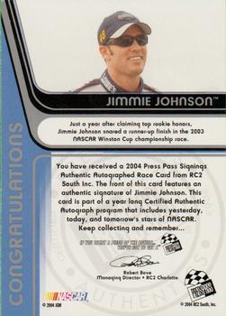 2004 Press Pass - Signings #NNO Jimmie Johnson Back