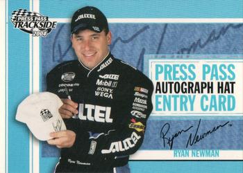2004 Press Pass Trackside - Press Pass Autograph Hat Giveaway #PPH 24 Ryan Newman Front