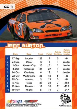 2006 Press Pass - Cup Chase Prizes #CC 7 Jeff Burton Back