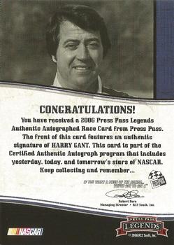 2006 Press Pass Legends - Autographs Black #NNO Harry Gant Back
