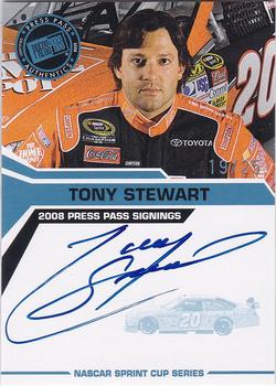 2008 Press Pass - Signings Blue #NNO Tony Stewart Front