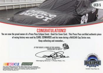 2008 Press Pass Eclipse - Under Cover Drivers Name #UCD 5 Carl Edwards Back