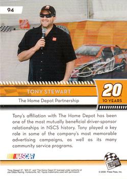 2009 Press Pass - Blue #94 Tony Stewart Back