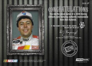 2009 Press Pass Legends - Artifacts Firesuits Silver #AK-F Alan Kulwicki Back