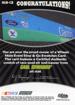 2009 Wheels Main Event - Stop and Go Swatches-Pit Wall Banner-Green #SGB-CE Carl Edwards Back