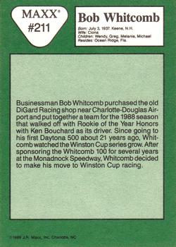 1989 Maxx #211 Bob Whitcomb Back