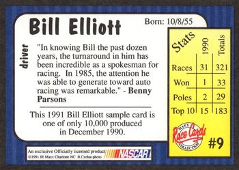 1991 Maxx #9 Bill Elliott Back
