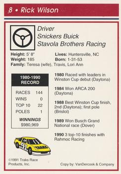 1991 Traks #8 Rick Wilson Back