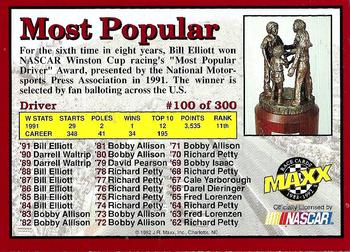 1992 Maxx (Red) #100 Bill Elliott Back