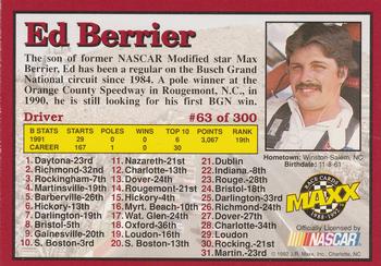 1992 Maxx (Red) #63 Ed Berrier Back