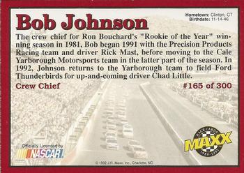 1992 Maxx (Red) #165 Bob Johnson Back