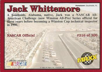 1992 Maxx (Red) #216 Jack Whittemore Back