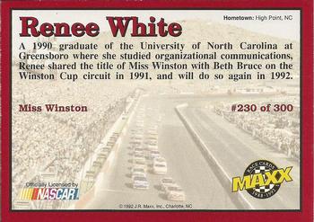 1992 Maxx (Red) #230 Renee White  Back