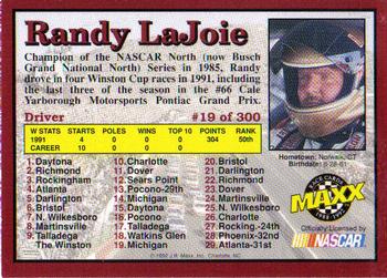 1992 Maxx (Red) #19 Randy LaJoie Back