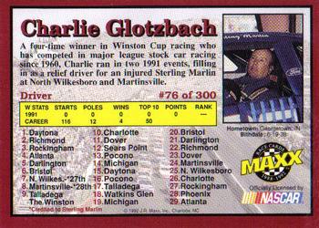 1992 Maxx (Red) #76 Charlie Glotzbach Back